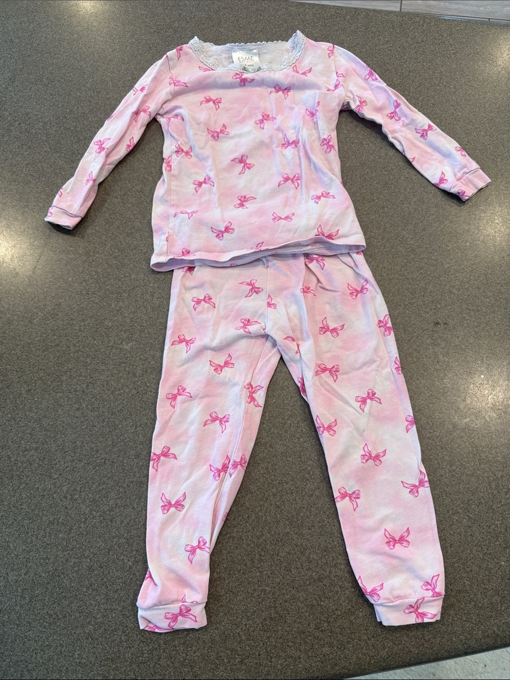 Esme Pink Bow-Print Pajama Set